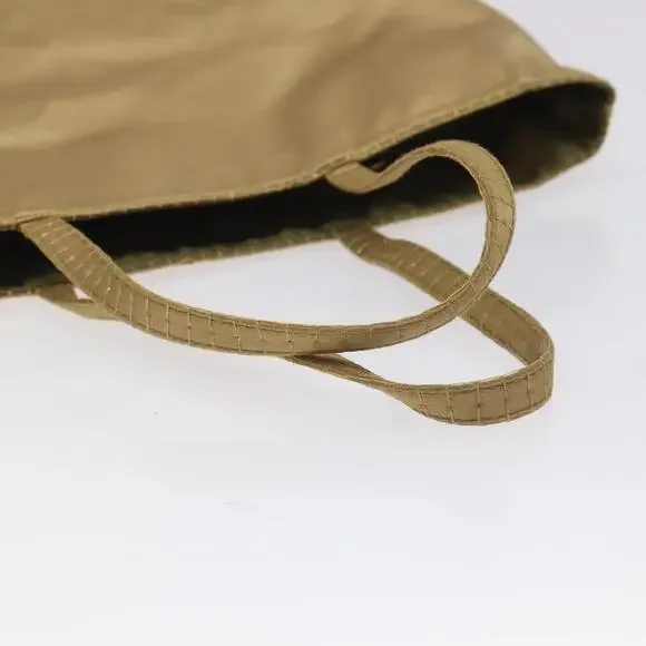 PRADA Hand Bag Satin Beige Gold